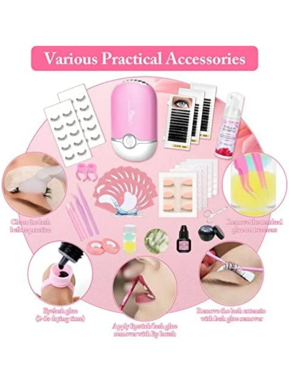 Comprehensive Eyelash Extension Practice Kit - 345 PCS with Mannequin Head